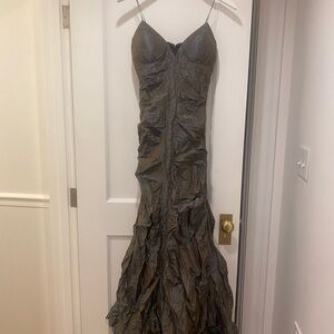 Nicole Miller Long Crinkle Shimmer Dress